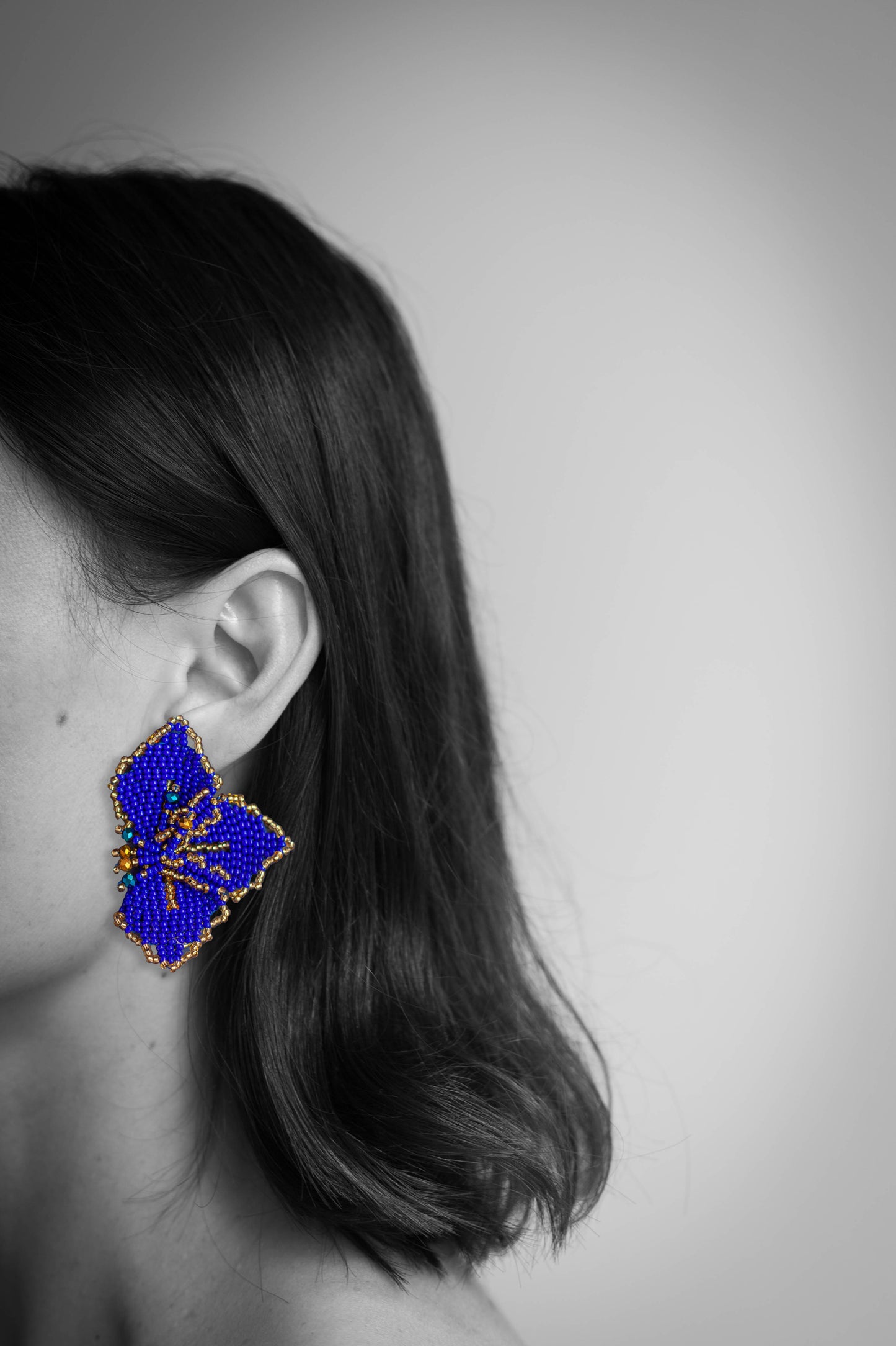 Beaded Orquidea Blue Earring