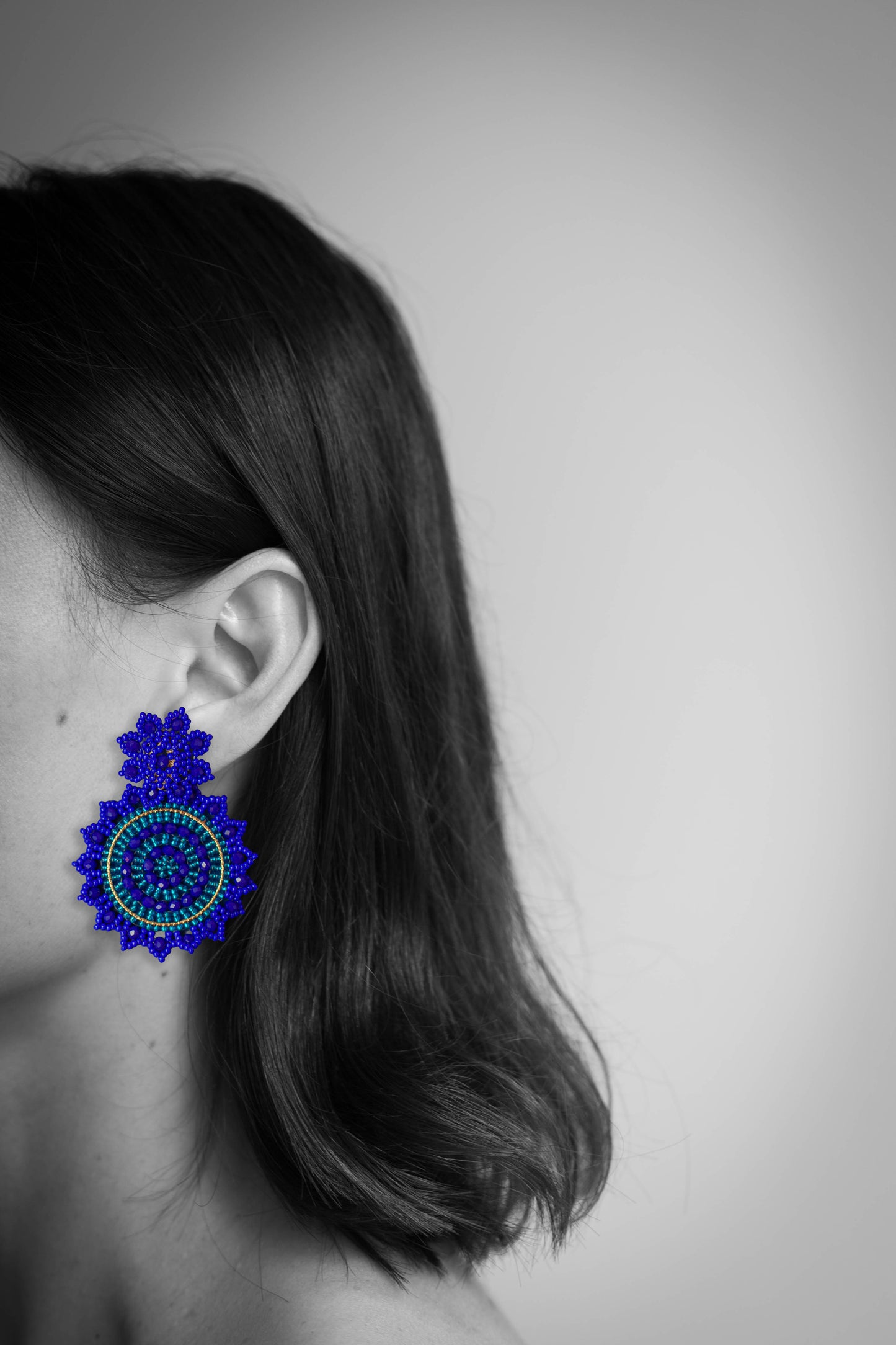 Beaded Mandala Blue Earring