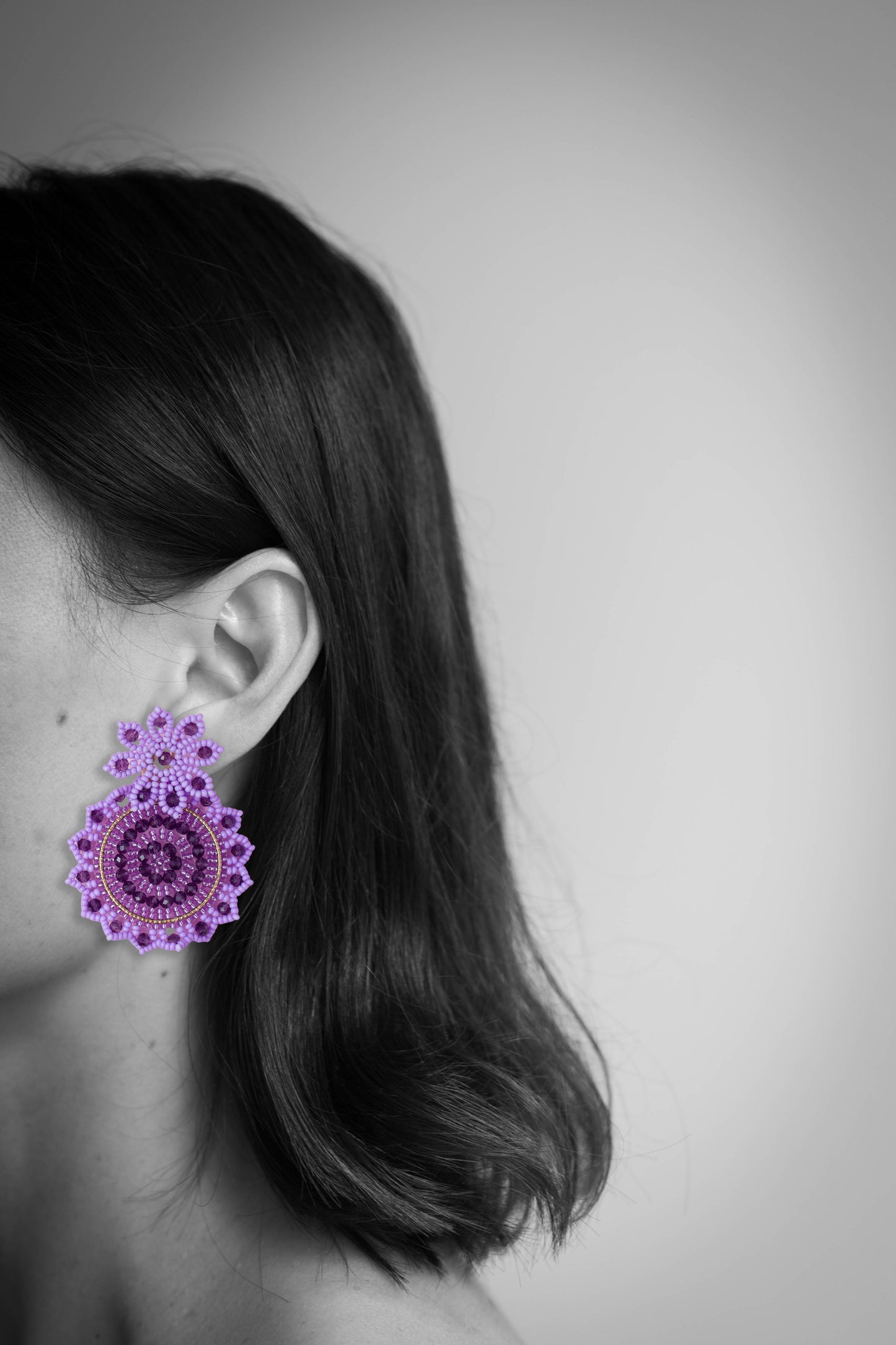 Beaded Mandala Lilac Earring