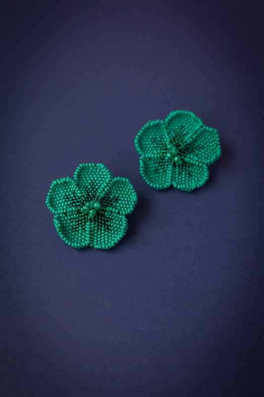 Beaded Flora Aqua Earring