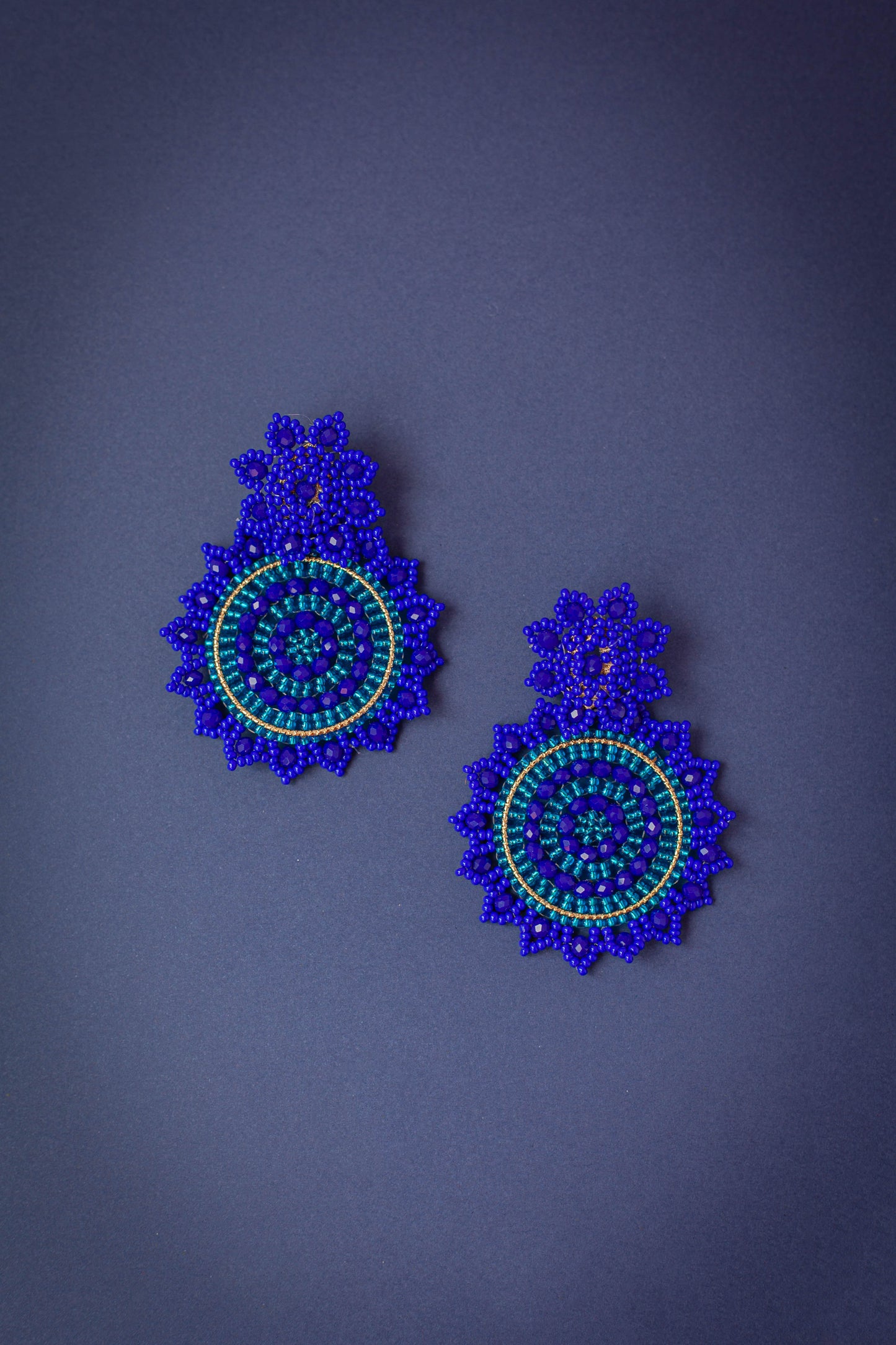 Beaded Mandala Blue Earring