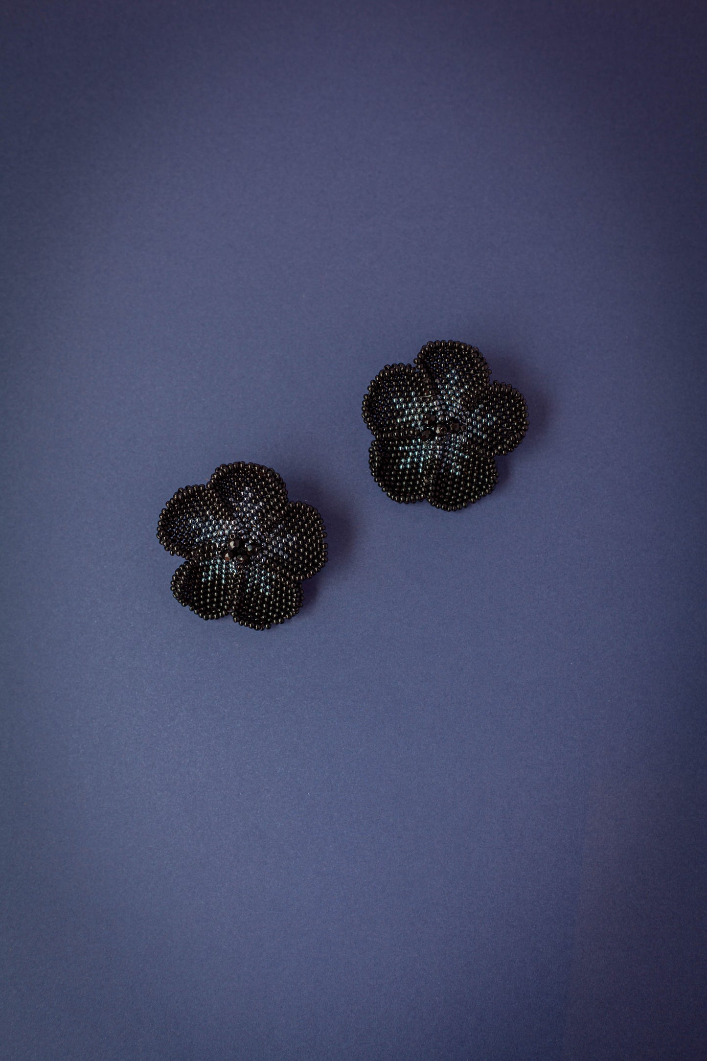 Beaded Flora Black Earring