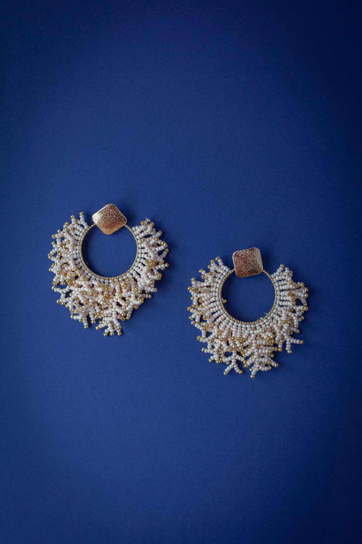 Beaded Coral Ivory Earring