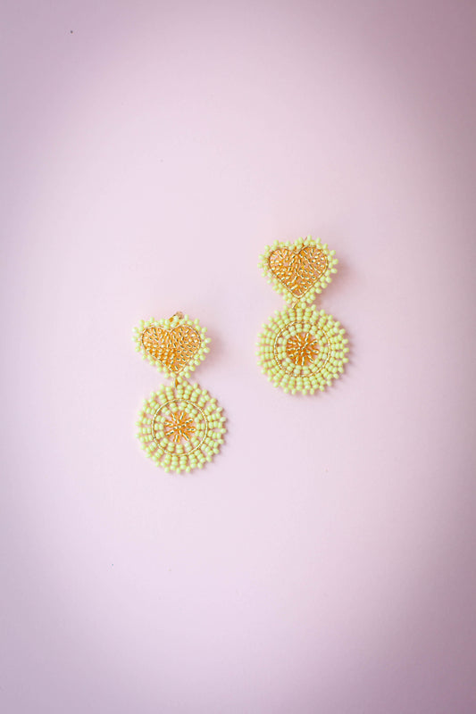 Beaded Confetti Heart Limon Earring